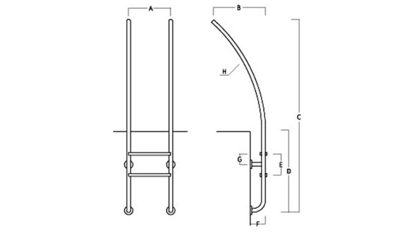 Schwimmbecken-Leiter E-2 / 2 Stufen